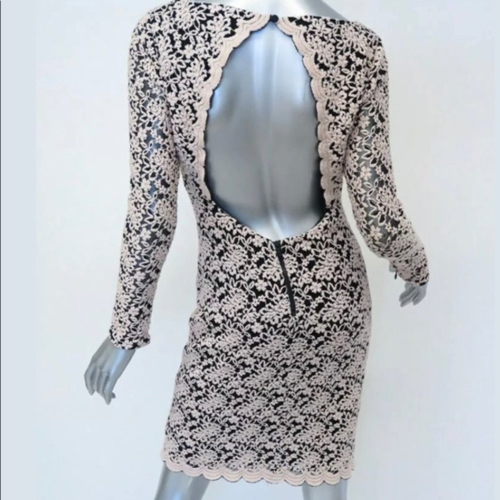Alice & Olivia - Khloe Pink Black Lace Dress
